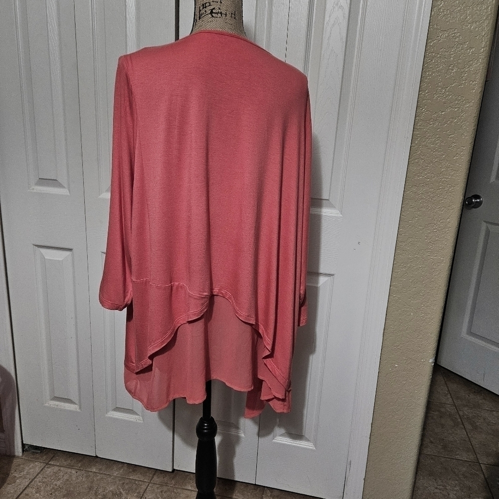 Lane Bryant New Open Waterfall Front Lightweight Coral Cardigan Size 22/24 - Picture 6 of 11